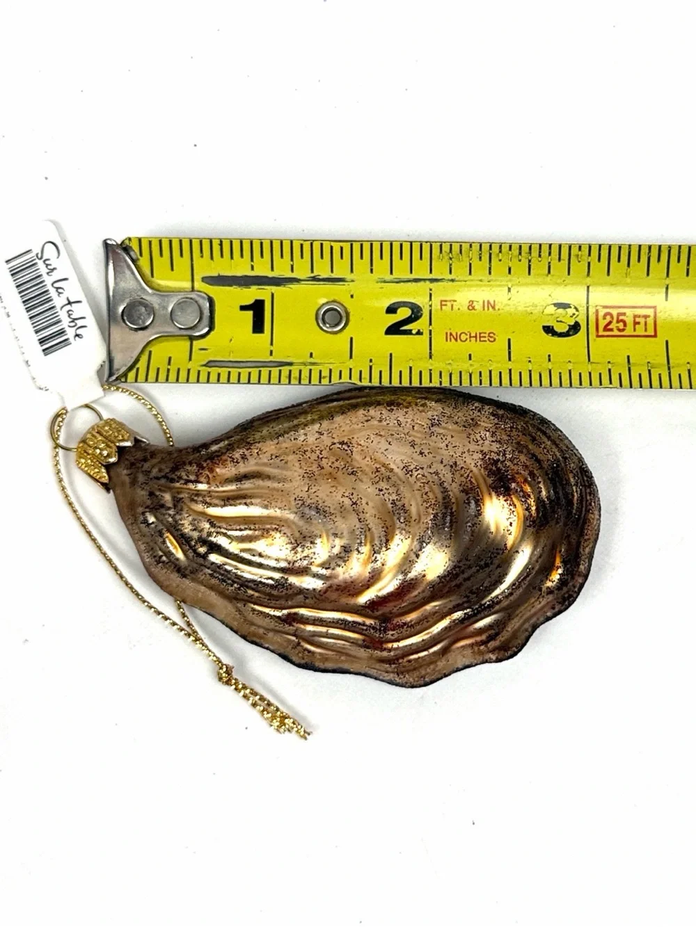 Sur La Table Oyster On The Half Shell Glass Christmas Ornament made in Poland